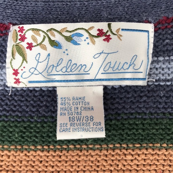 Vintage Sweater Vest by Golden Touch Multi Color button down Sz 18w blue red tan - Picture 3 of 6